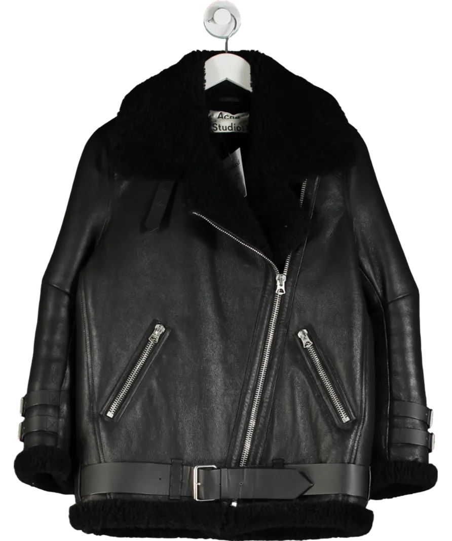 Acne Studios Iconic Oversize Black Velocite Shearling Jacket UK 4