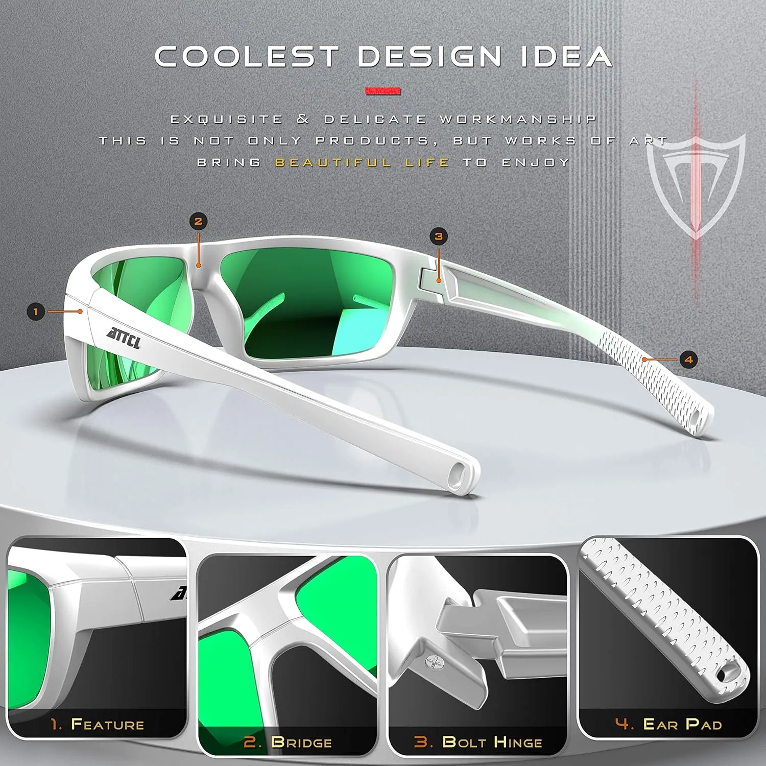 ATTCL Polarized Wrap Sunglasses For Men - Fishing Sports Glasses UV Protection