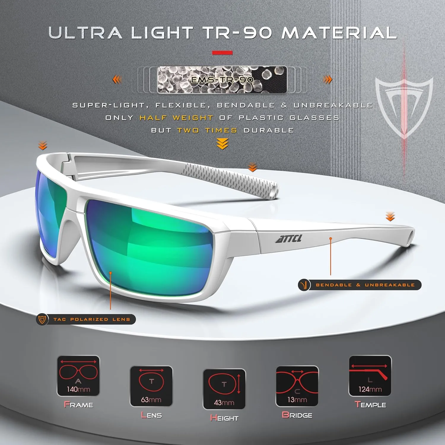 ATTCL Polarized Wrap Sunglasses For Men - Fishing Sports Glasses UV Protection