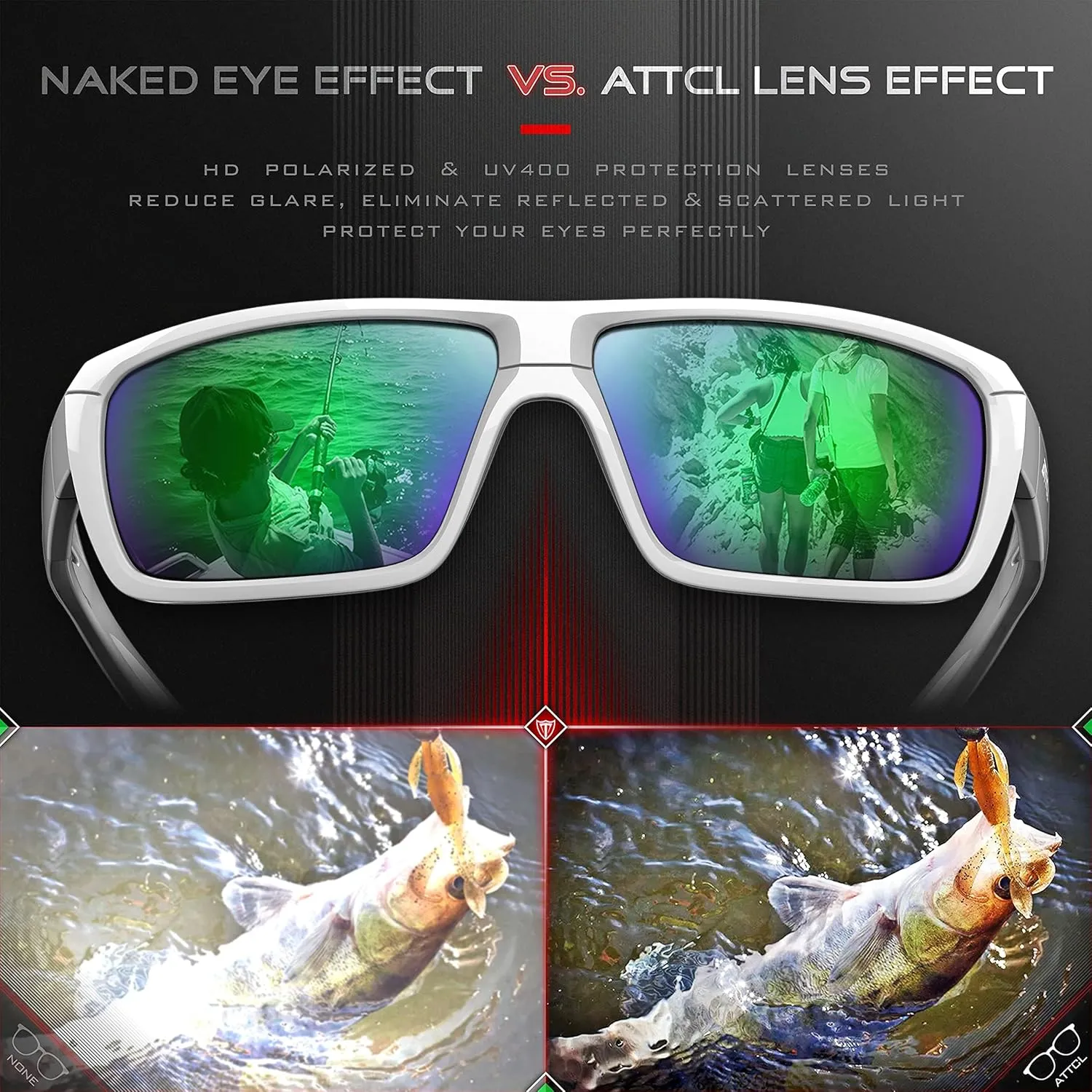ATTCL Sports Polarized Sunglasses For Men Cycling Driving Fishing 100% UV Protection
