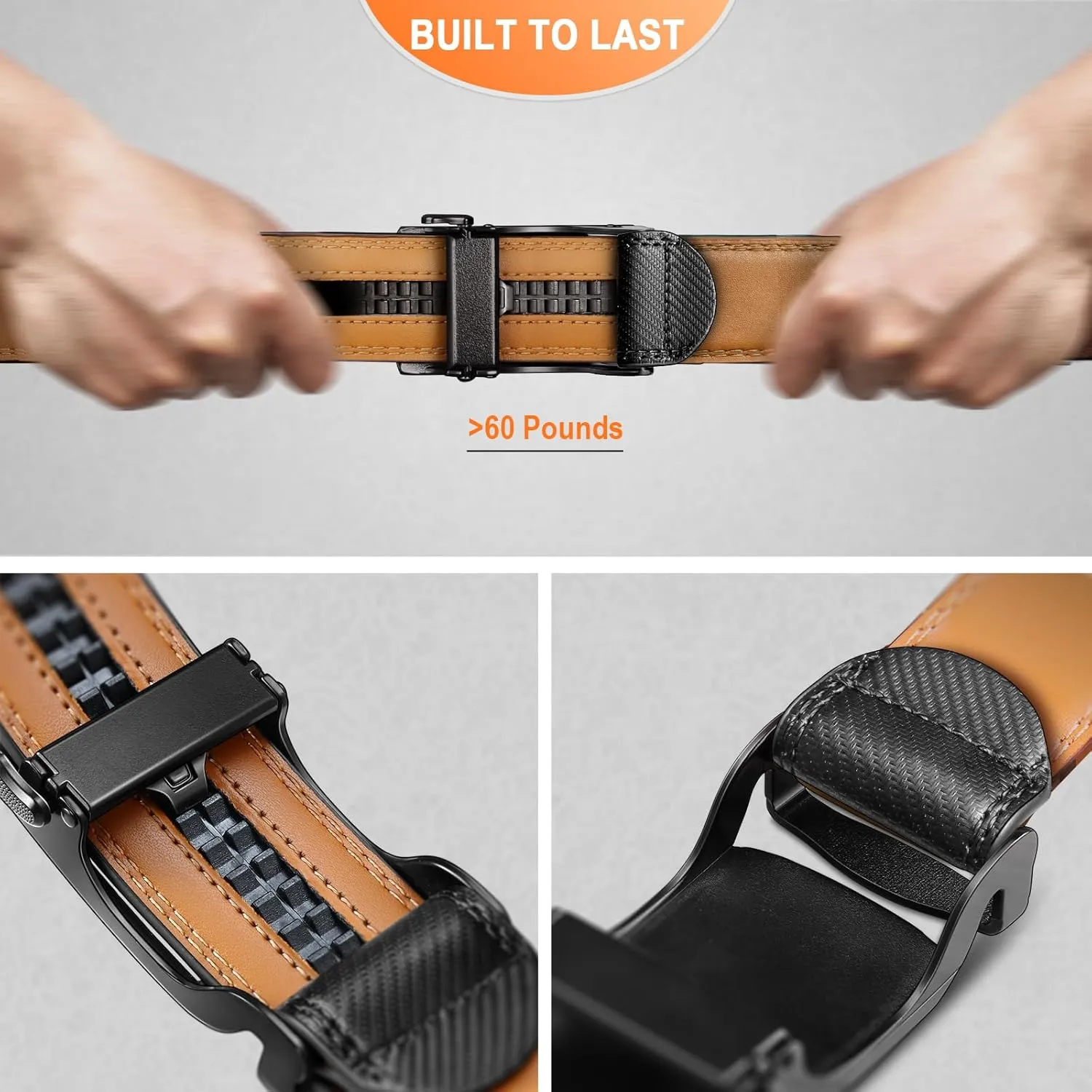 BULLIANT Men's Ratchet Belt Nontrimmable-Click Belt Adjustable for Men Gift Lightweight 1 3/8"