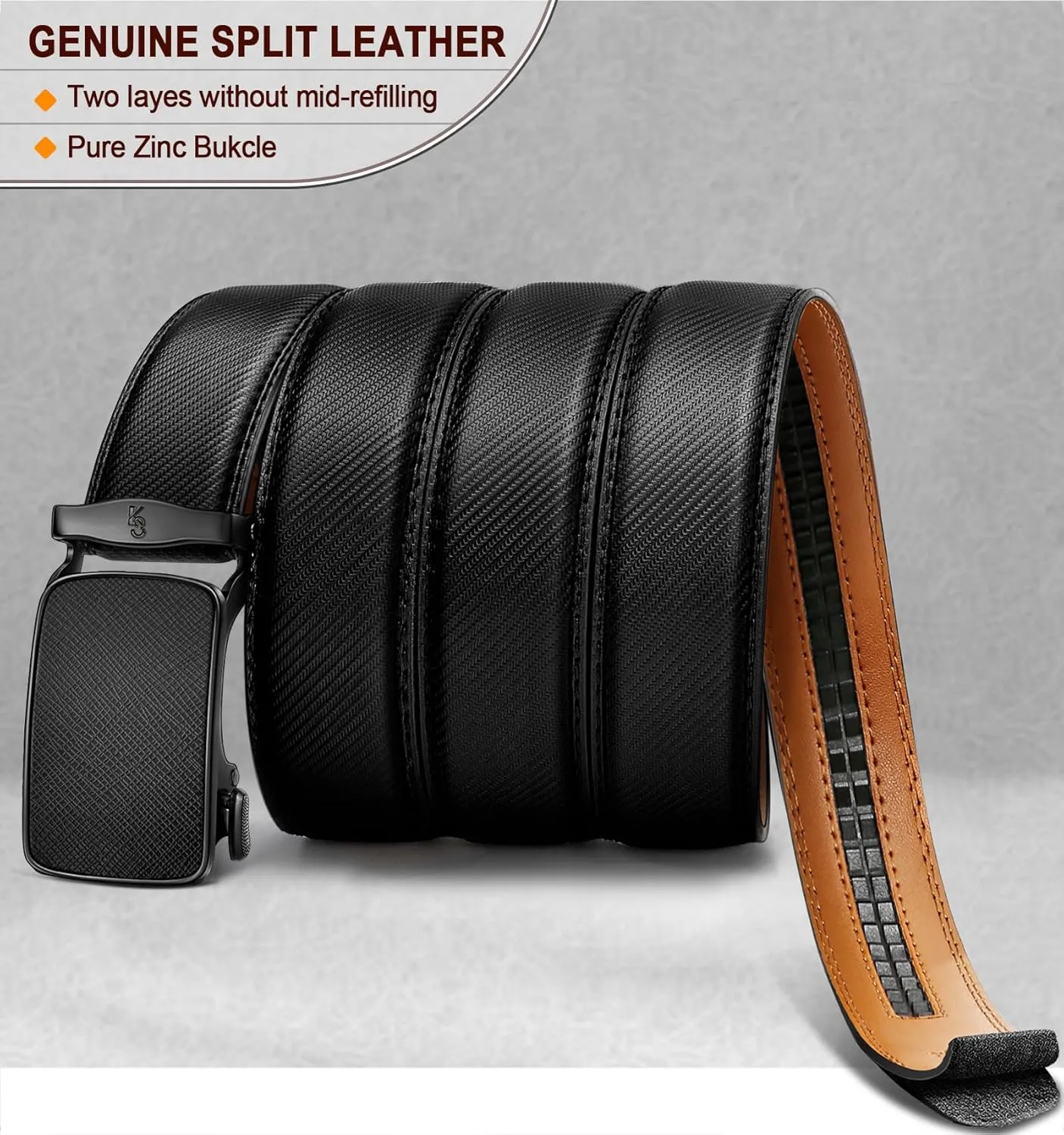 BULLIANT Men's Ratchet Belt Nontrimmable-Click Belt Adjustable for Men Gift Lightweight 1 3/8"