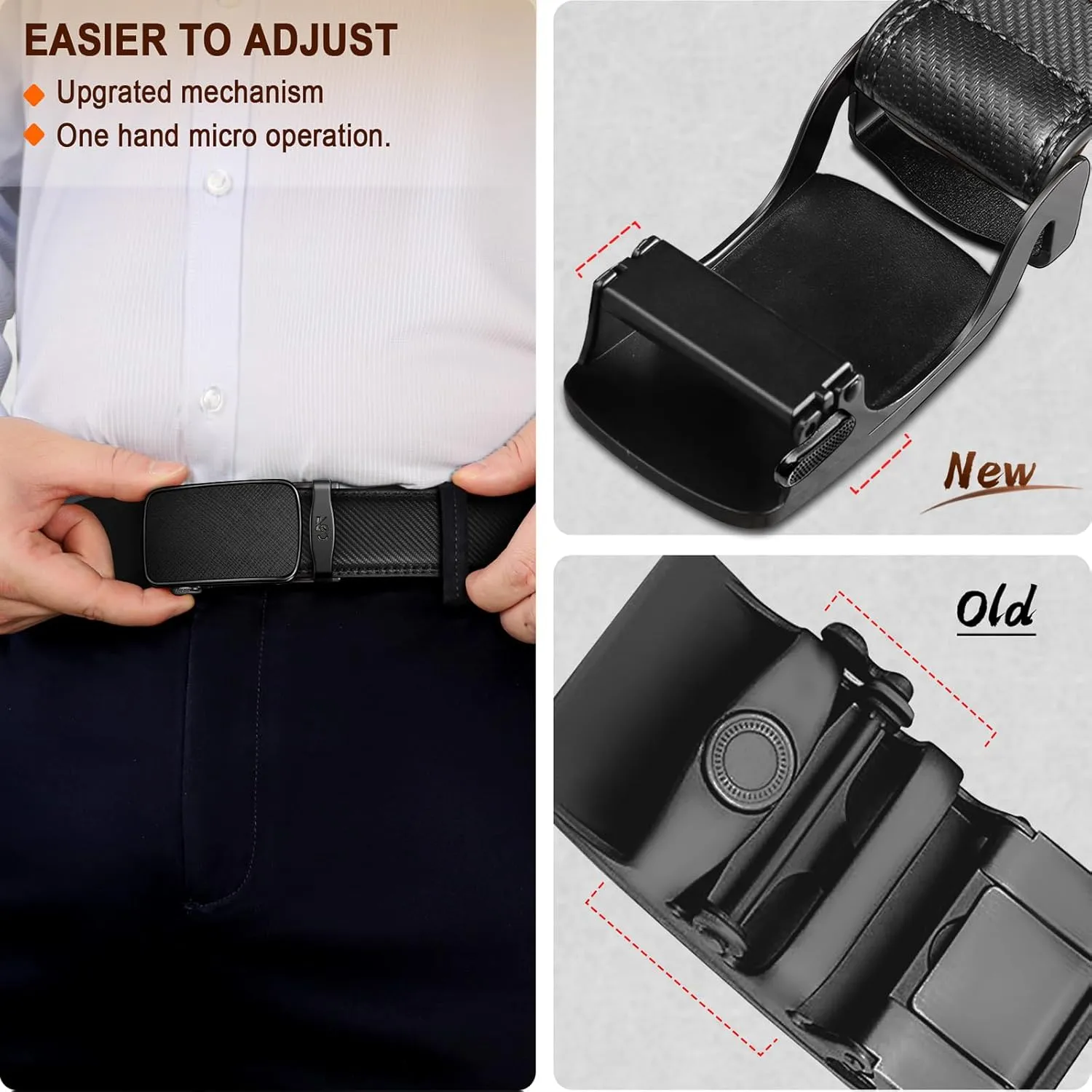 BULLIANT Men's Ratchet Belt Nontrimmable-Click Belt Adjustable for Men Gift Lightweight 1 3/8"