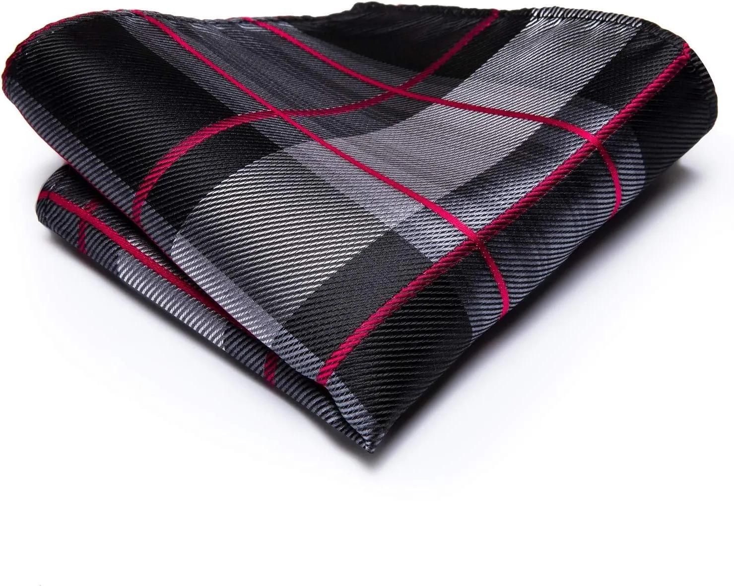 Hi-Tie Mens Plaid Ties Classic Paisley Necktie with Handkerchief Cufflinks Set Business Stripe Tie