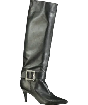 Marc Fisher Black Pointed Buckle Detail Calf Boots UK 10 EU 44 👞