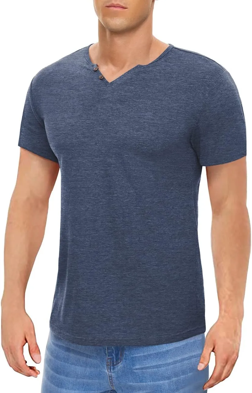 Men's Casual Slim Fit Basic Henley Short/Long Sleeve Fashion T-Shirt