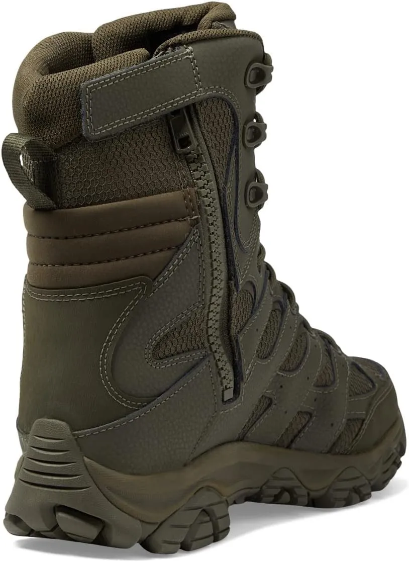 Merrell Men??s Moab 3 8?? Zip Tactical Waterproof Boots, Durable & Comfortable Coated Leather Combat Hiking Shoes