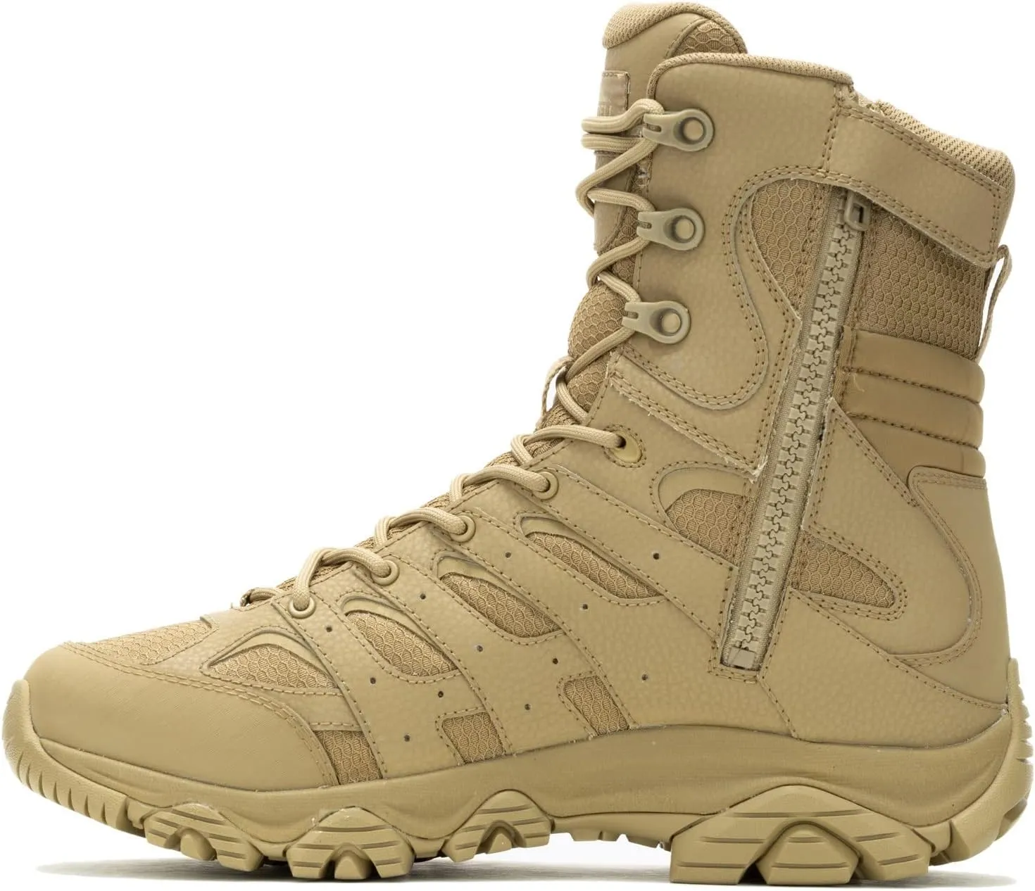 Merrell Men??s Moab 3 8?? Zip Tactical Waterproof Boots, Durable & Comfortable Coated Leather Combat Hiking Shoes