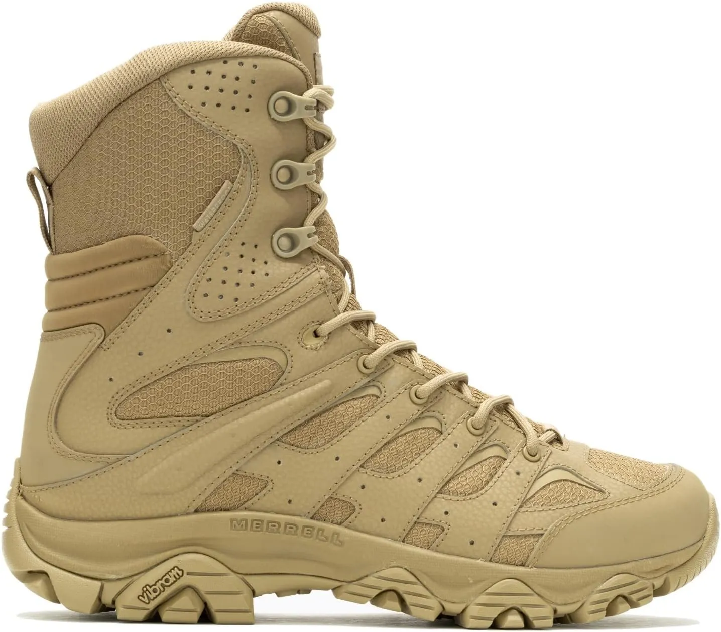 Merrell Men??s Moab 3 8?? Zip Tactical Waterproof Boots, Durable & Comfortable Coated Leather Combat Hiking Shoes