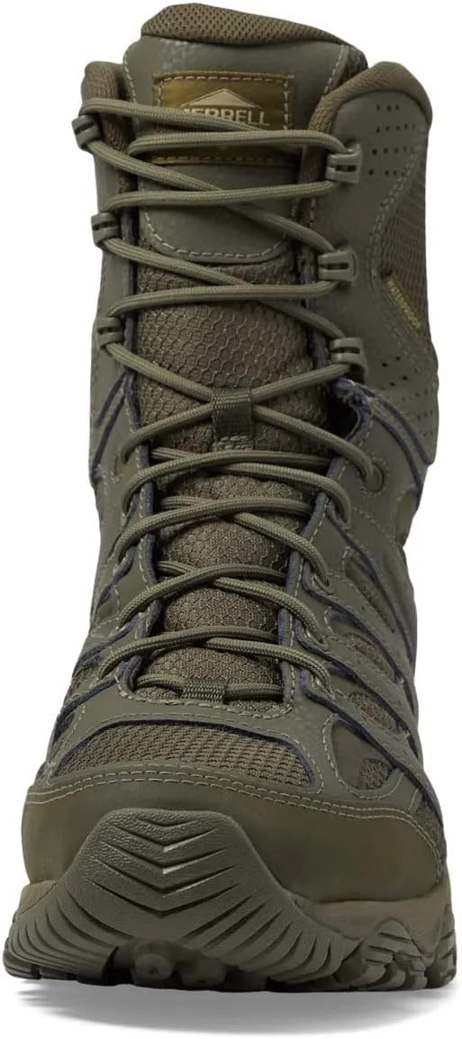 Merrell Men??s Moab 3 8?? Zip Tactical Waterproof Boots, Durable & Comfortable Coated Leather Combat Hiking Shoes