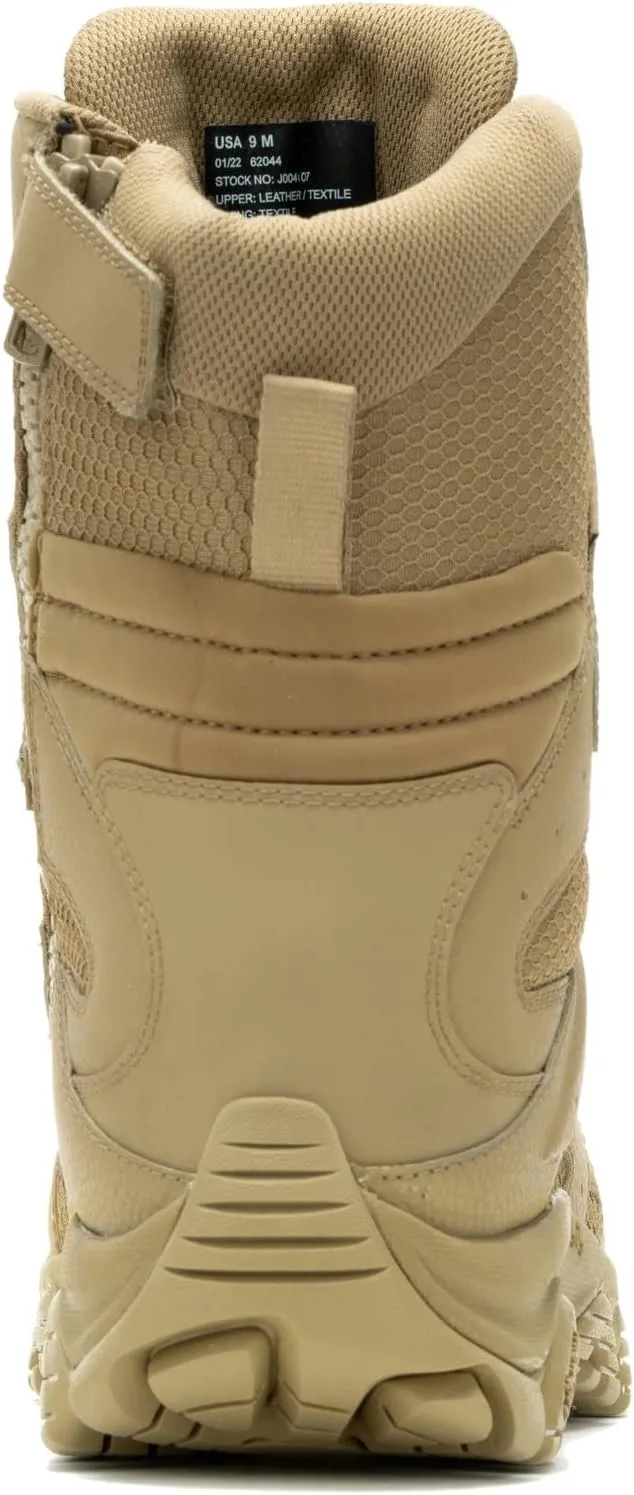 Merrell Men??s Moab 3 8?? Zip Tactical Waterproof Boots, Durable & Comfortable Coated Leather Combat Hiking Shoes