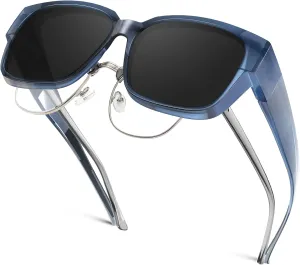 Polarized Sunglasses Fit Over Glasses for Men Women, Oversized Square Sun Glasses, 100% UV400 Protection, Ultra Lightweight