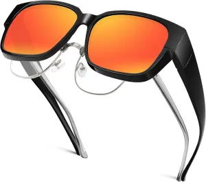 Polarized Sunglasses Fit Over Glasses for Men Women, Oversized Square Sun Glasses, 100% UV400 Protection, Ultra Lightweight