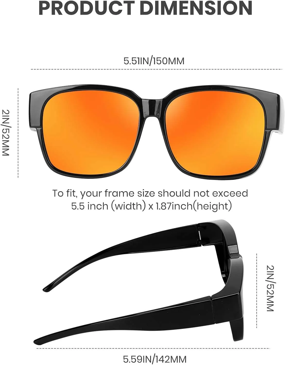 Polarized Sunglasses Fit Over Glasses for Men Women, Oversized Square Sun Glasses, 100% UV400 Protection, Ultra Lightweight