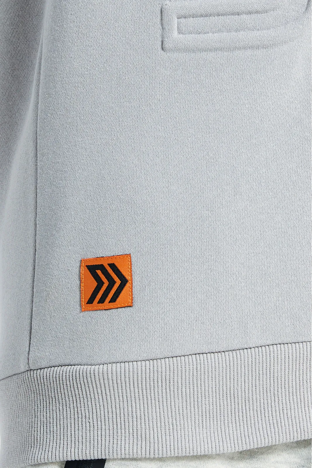 Senior Boys Grey Embossed Hooded Sweatshirt