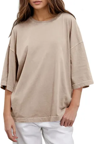 UNCLECAT Womens Oversized T Shirts Summer Trendy 3/4 Sleeve Tops Crew Neck Loose Fit Workout Tee Clothes