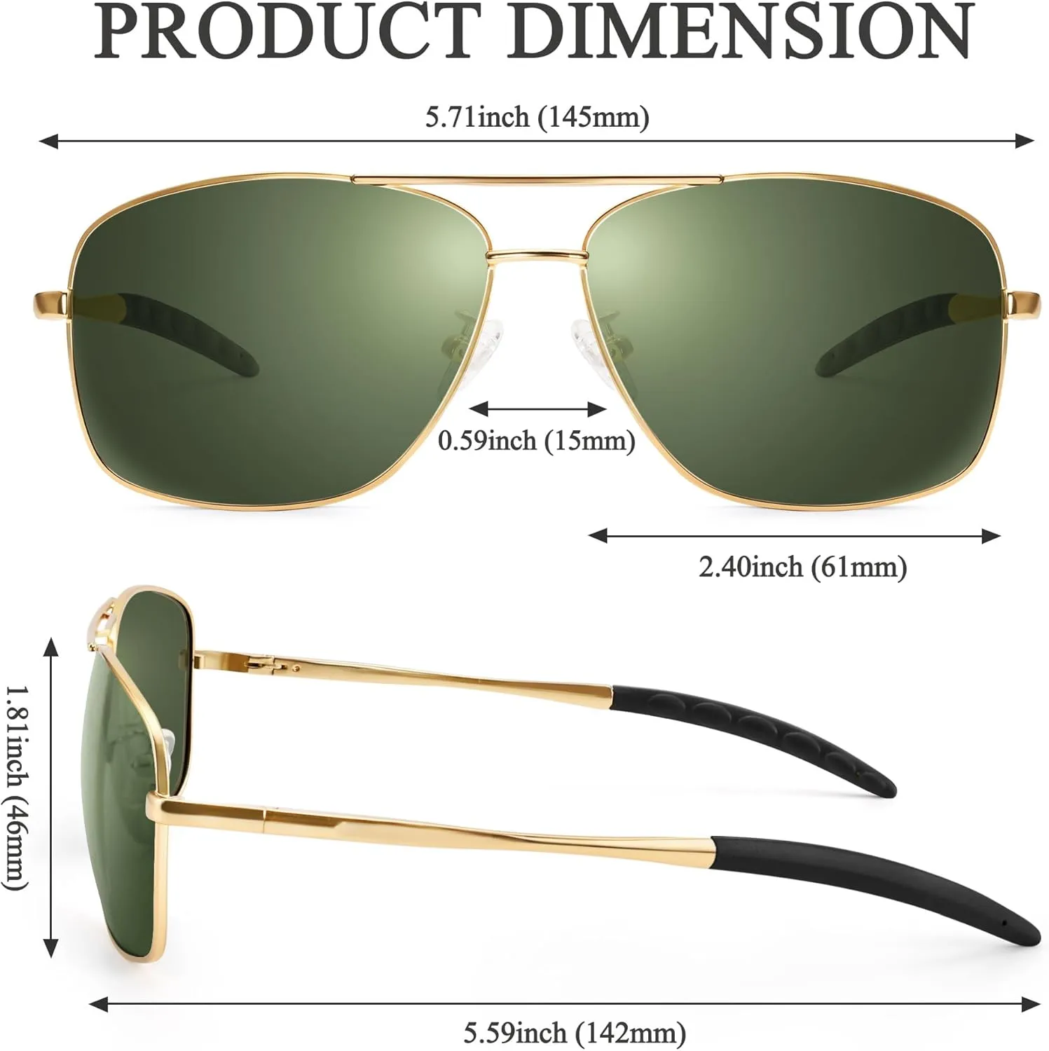 URUMQI Polarized Aviator Sunglasses for Men Women,UV400 Protection Lens, Ultra Lightweight Pilot Sun Glasses for Driving Golf