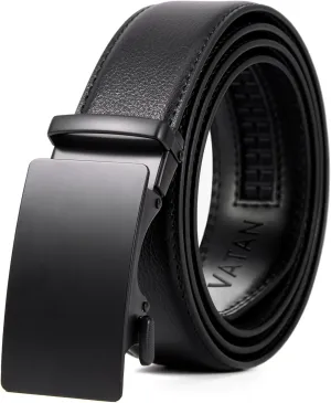 VATAN Men's Belt Leather Ratchet Belt for Men Dress Casual Every Day with Adjustable Buckle, Trim to Fit