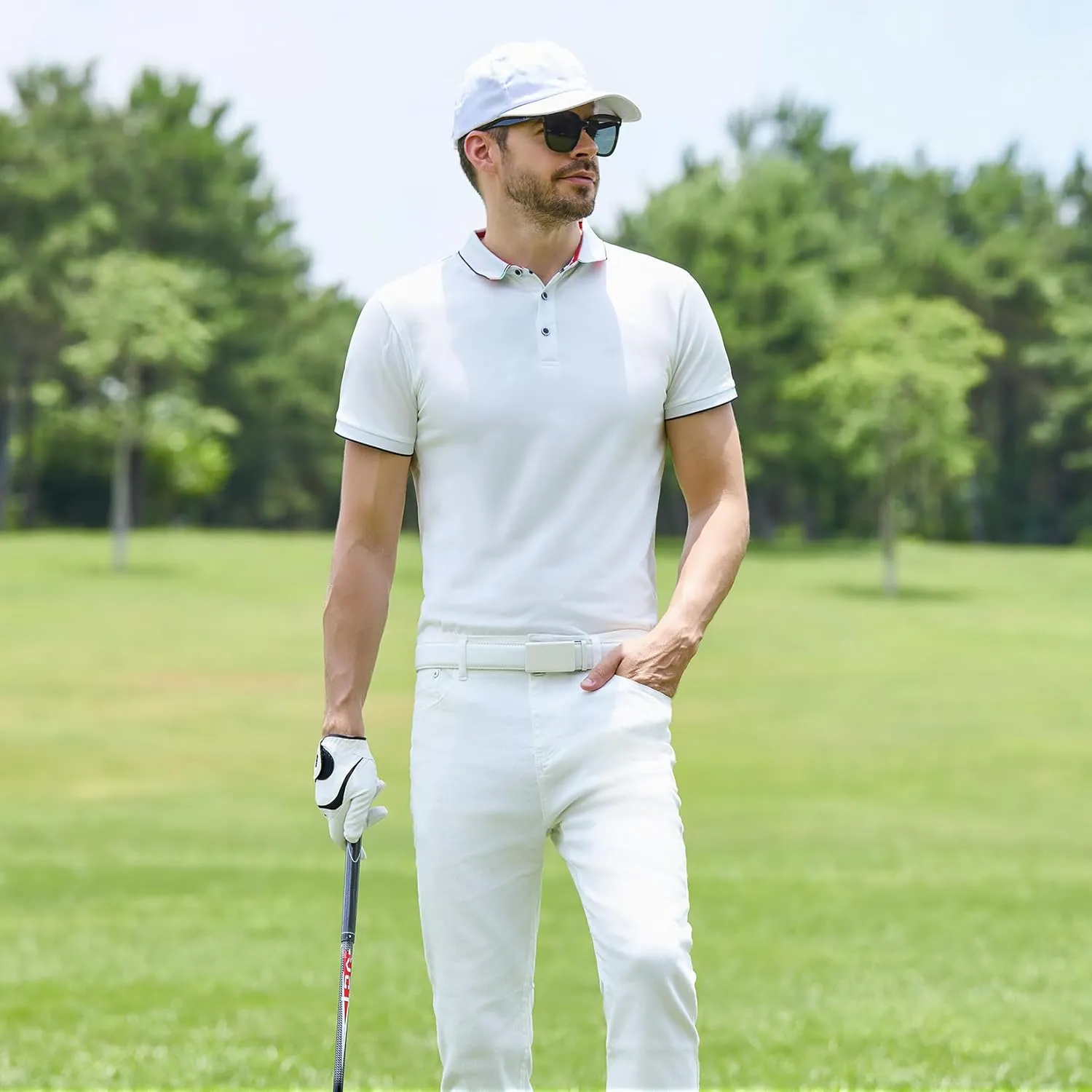 VATAN Men's Belt Leather Ratchet Belt for Men Dress Casual Every Day with Adjustable Buckle, Trim to Fit